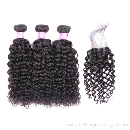 Unprocessed 9a Virgin Brazilian Water Wave Hair With Closure